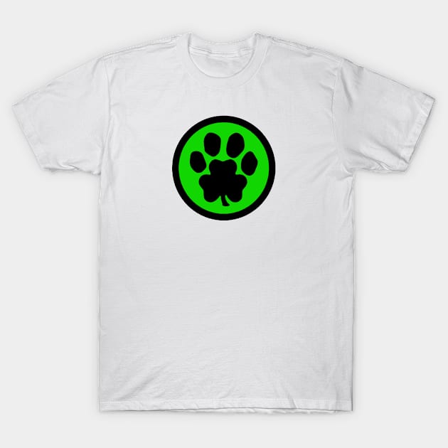 Paw Shamrock (black and green) T-Shirt by BradyRain